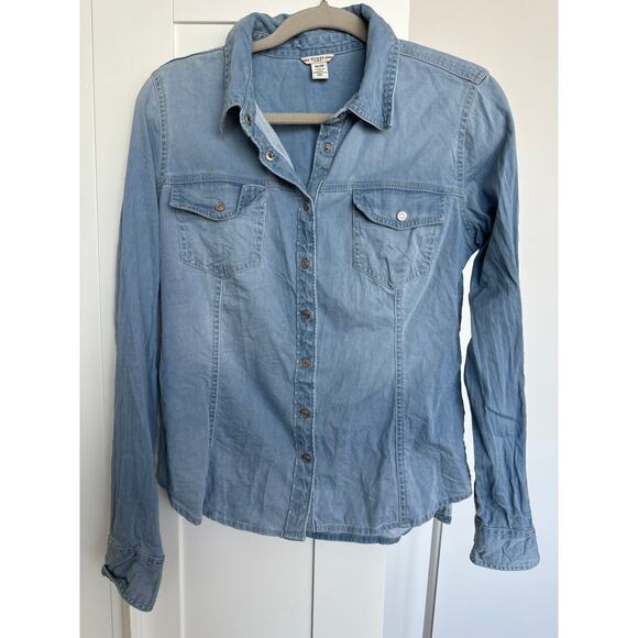 Women's Guess Jeans Classic Long-Sleeve Denim Shirt, Size M, EUC - Picture 1 of 5